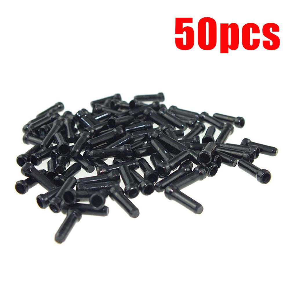 50Pcs Fiets Versnellingspook Core Cap Brake Draad End Core Cap Inner Sleeve Gear Shift Brake Cable Core Cap aluminium Anode: Black
