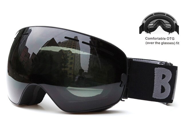 Ski Goggles Double Layer Anti-fog Windproof Dustproof Ski Eye-protection Goggles Goggles Cocker Myopia Glasses: Snow3108 Deep Tea Slice