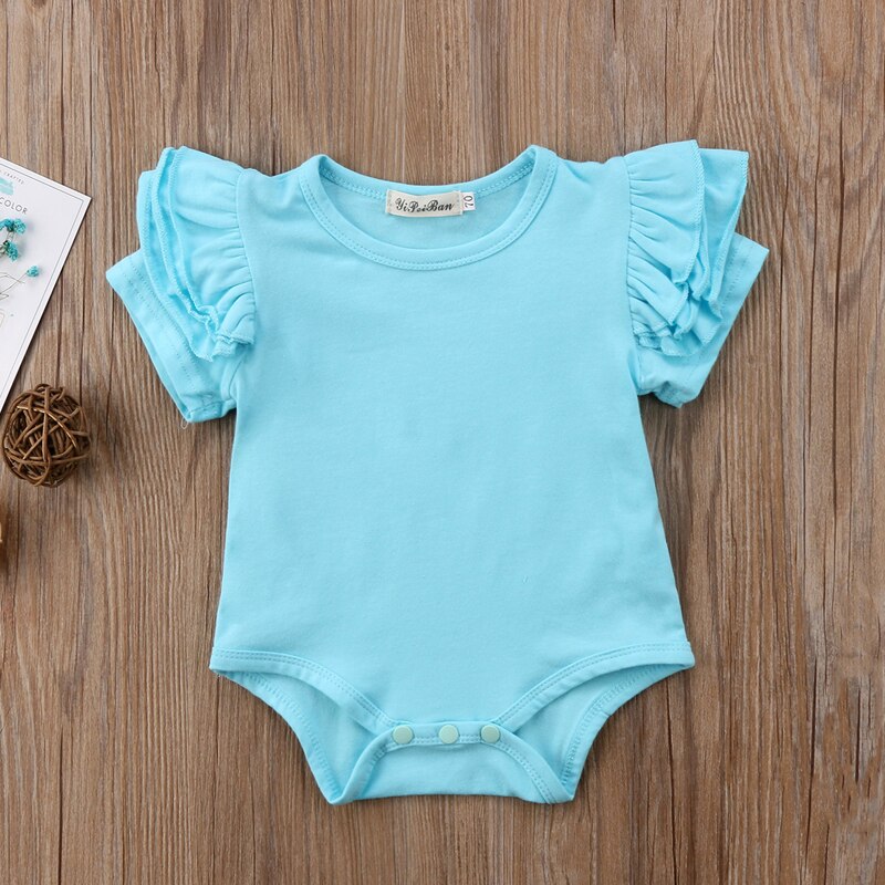 Lioraitiin Schattige Peuter Baby Meisjes Romper Korte Mouw Solid Jumpsuit Katoen O-hals Outfits Kleding