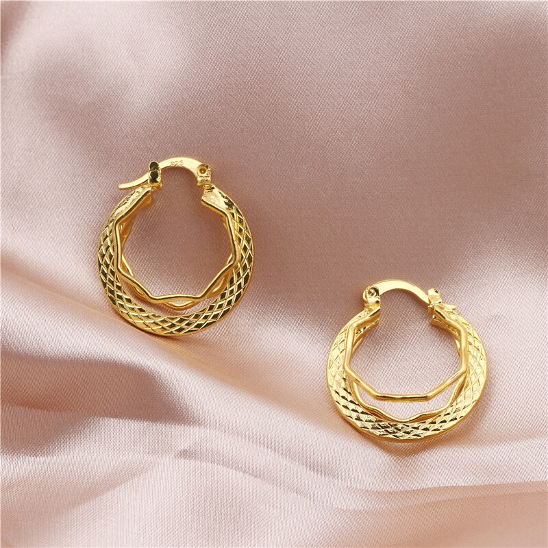 Gold Color Hoop Earring for Women Girl Simple Round Circle Small Ear Stud Earring Punk Hip-hop Earrings Jewelry