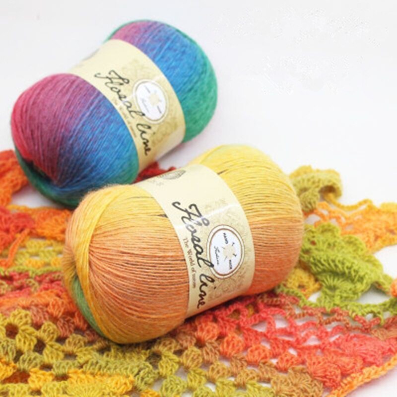 100G/Bal Haak Garen Lanas 100% Kasjmier Garen Breien Regenboog Lijn Melange Gekamd Garen Voor Breien Regenboog lijn