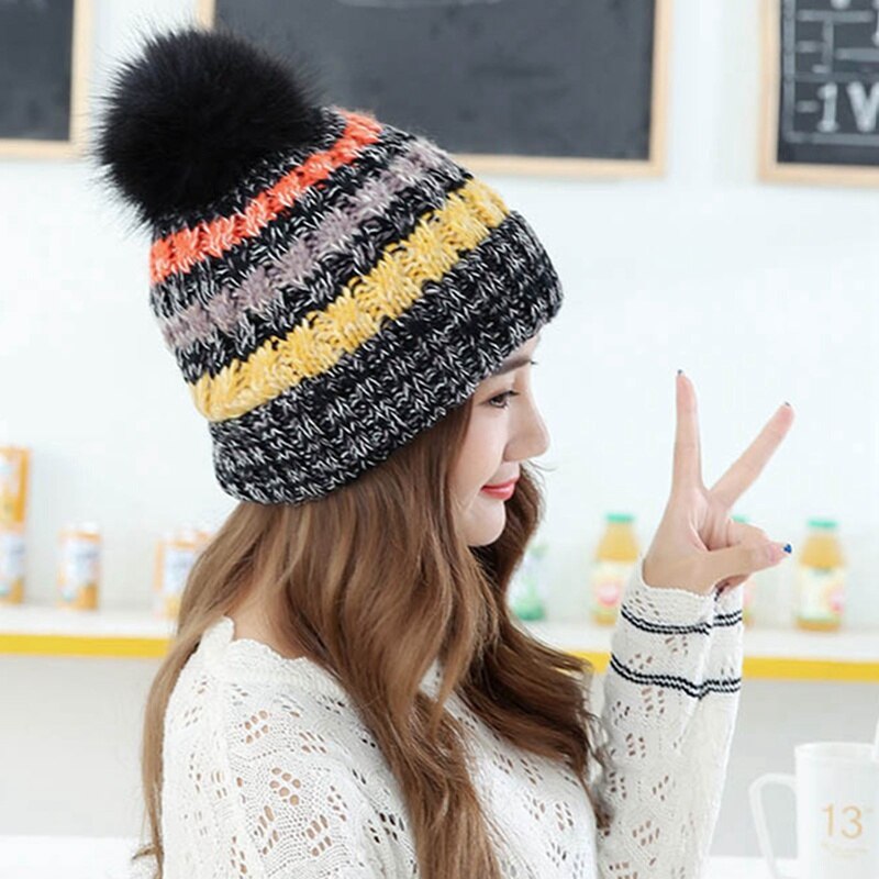 Cable Knitted Bobble Hat Plain Mens Womens Kids Beanie Warm Winter Pom Wooly Cap