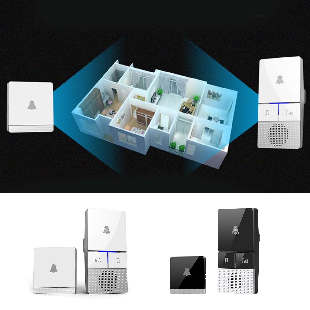 Wireless self-powered doorbell Chime Ring Home Electronic smart waterproof wireless doorbell Home Welcome Door Chimes