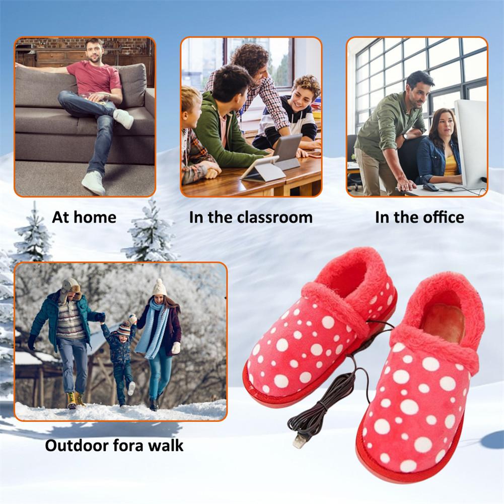 Heating Plush Slippers Size 36 - 39 260mm To 270mm Detachable USB Washable Warm Shoes For Cold Winter 40-45 Degrees Heated Shoes