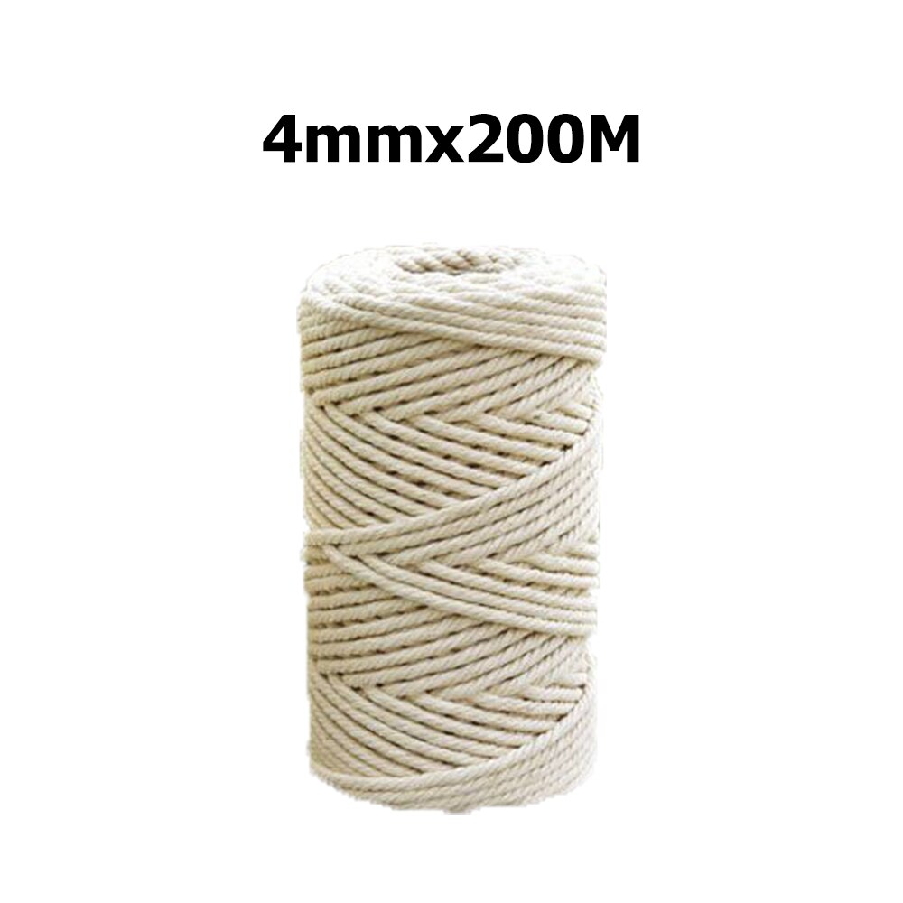 Cotton Cord Macrame Cotton Cord 2mm x 200m for Wall Hanging Dream Catcher For Wall Hangings Plant Hangers Wall Art Homewares: 4mmx200m