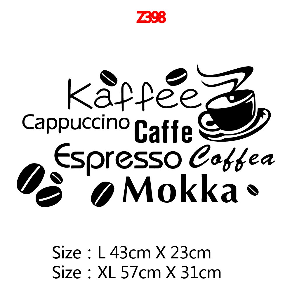 Pegatina de pared de vinilo para café, decoración del hogar para cocina, sala de estar, cafetería, calcomanía de pared, decoración del hogar: Style11 / Size L