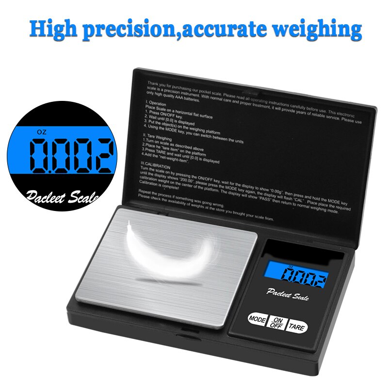Mini báscula electrónica de bolsillo, balanza digital de joyería de plata de ley y oro, 100g, 200g, 300g, 500g, 0,01g, 1kg, 0,1g, g