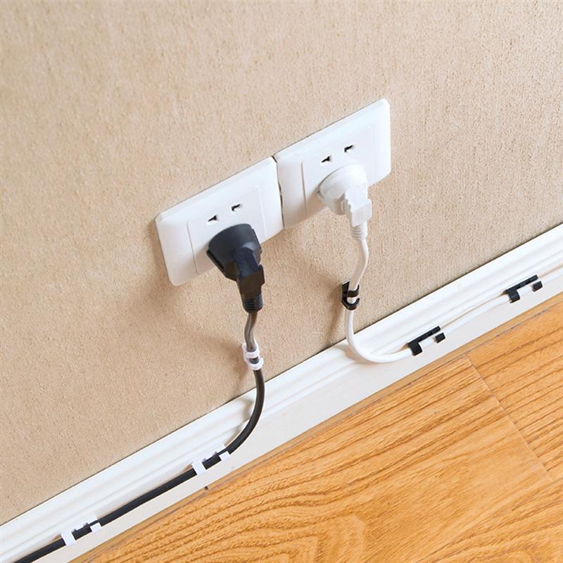 20 st självhäftande kabel sladdhantering sladd trådklämmor organiseringshållare för hemmabruk på kontoret