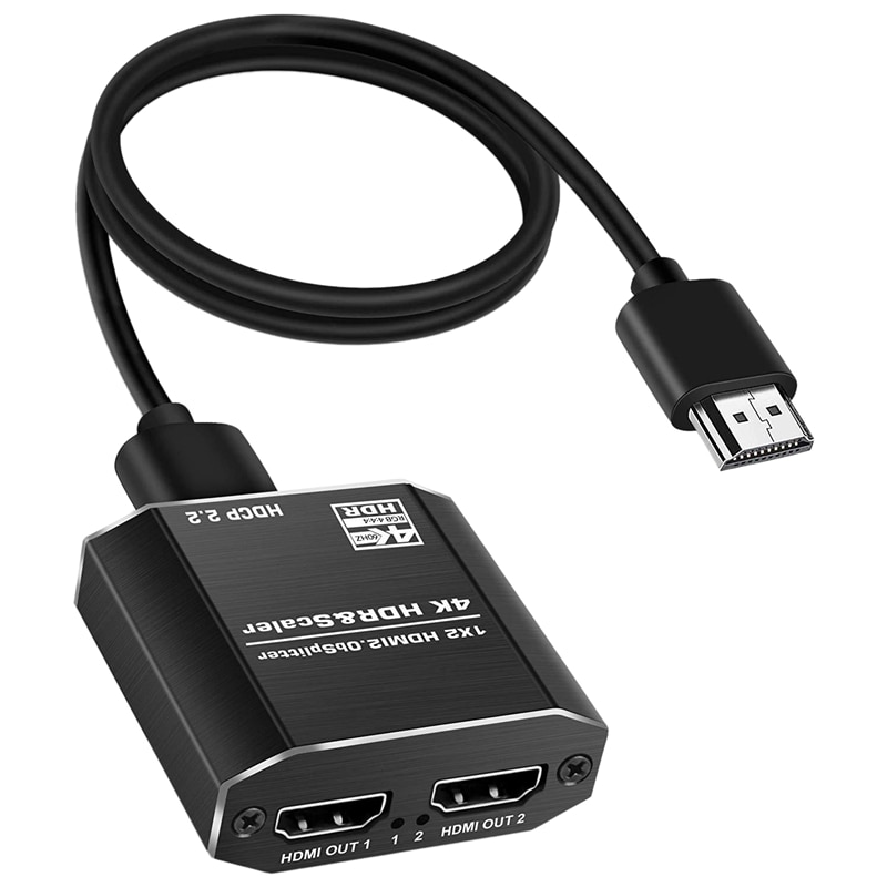 HDMI Splitter One Input Two Output 2.0 Audio Decoder 4Kx2K HD Video HDMI Switcher Smart EDID 1080P@60HZ(EU Plug): Default Title