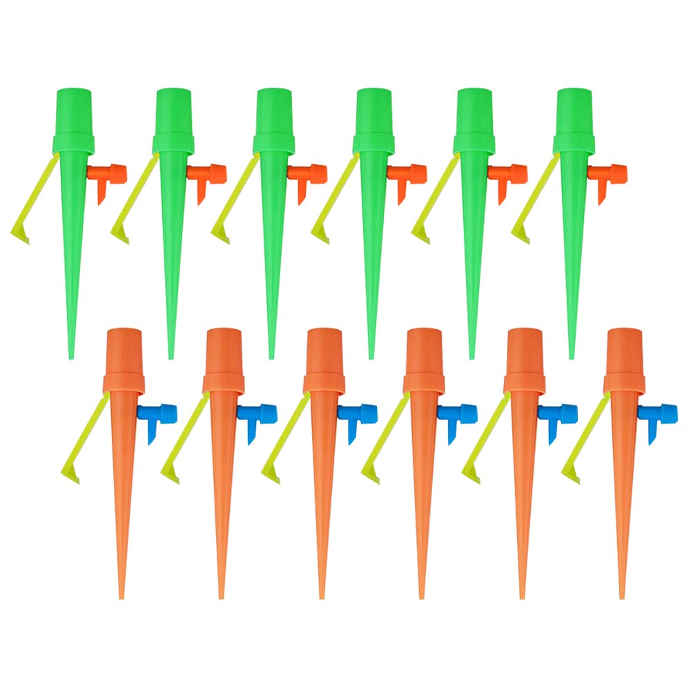 12pcs Bottle Dripper Drip Irrigation System Automatic Waterer Spike for Flower Plants Greenhouse Watering Device Garden Supplies: 6 Green 6 Orange