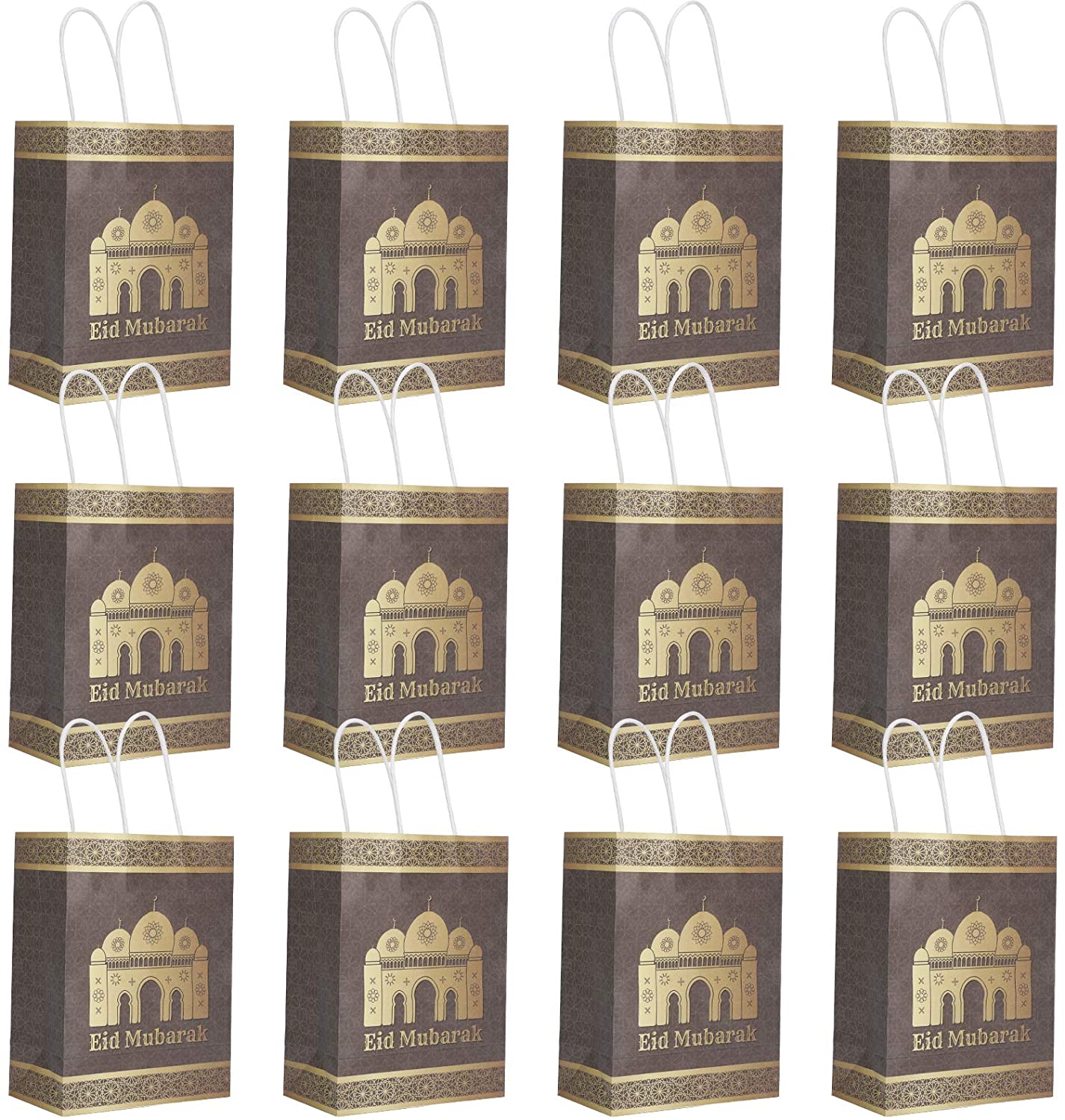 12 Stks/set Eid Mubarak Papier Bags Ramadan Favor Bag Voor Feestartikelen Goody Behandel Candy Tassen Moslim Kraft decoratie