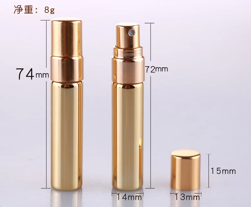 1 Stuks Navulbare Glazen Metalen Mondstuk Parfum Spuitfles Spray Verstuiver Draagbare Reis Cosmetische Container Parfum Fles: Goud