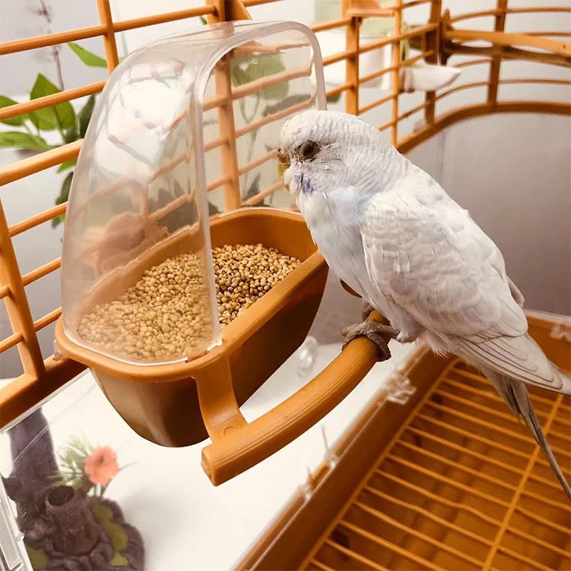 Alimentador de jaula para pájaros, recipiente colgante de agua para loros y pájaros, caja de comedero para mascotas, contenedor de comida de plástico, suministros para aves, 1 pieza