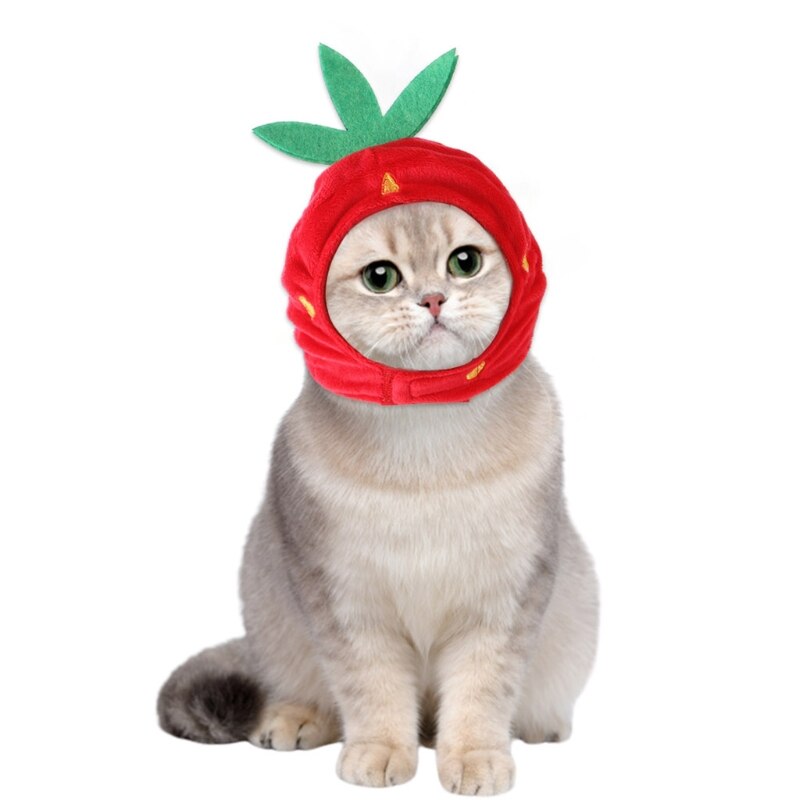 Sombrero con forma de fresa para mascota, sombrero con dibujos animados para cachorro, perro y gato, divertido para el hogar, decoración de vacaciones, , M6CE