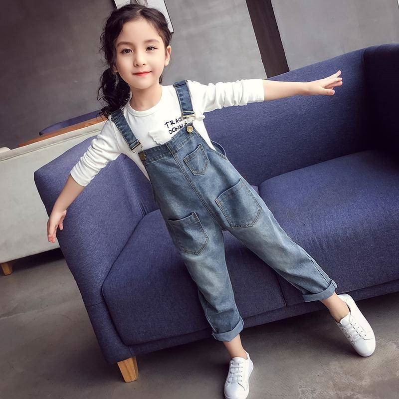 Vår høst jumpsuit for jenter barn dongeribukser baby girl overall tenåringer jenter jeans overall klær barn jumpsuit  t148