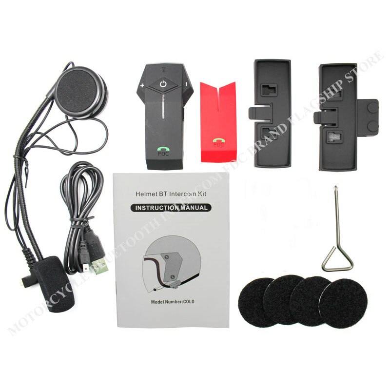 FreedConn-casco de motocicleta con Bluetooth, intercomunicador, NFC, radio FM, auricular Extra suave, COLO, , 1000M
