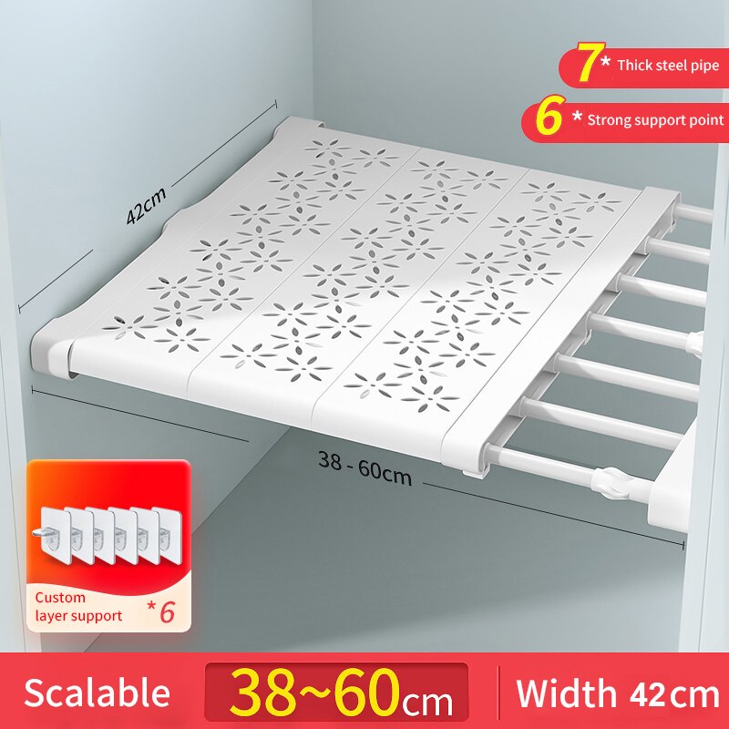 Joybos Opslag Planken Closet Organizer Telescopische Planken Wandmontage Rekken Voor Garderobe Keuken Badkamer Accessoires: W42xL38-60cm