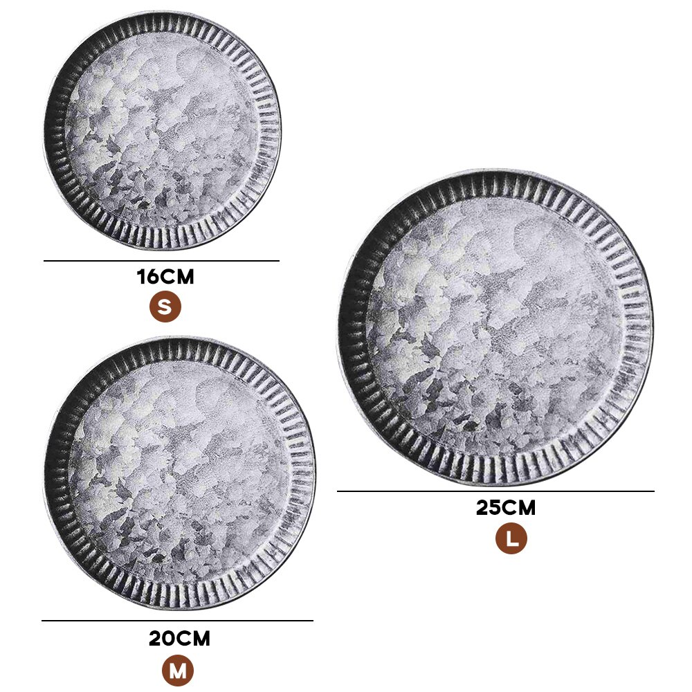 Retro metalplade antik metalbakke rund smedejerns opbevaringsbakke dessertkage tørret frugt tallerken hjem køkkenindretning