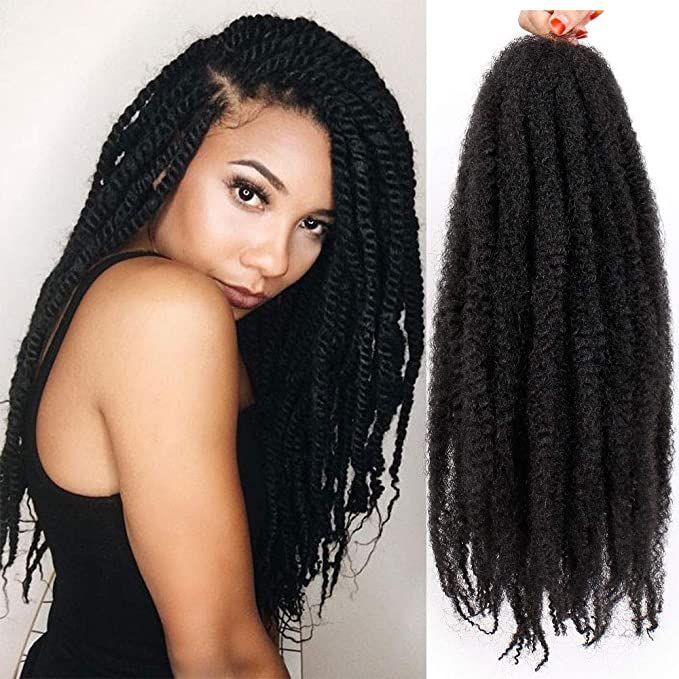 18 Inch Ombre Marley Braids Crochet Hair Crochet Braid Twist Box Afro Synthetic Jumbo Braiding Hair Extensions For Black Women: #1B / 1 pack