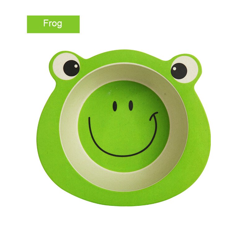 Effen Voeden Babyvoeding Eco Bamboe Servies Antislip Servies Voor Feeding Baby Gerechten Cartoon Kinderen Kids Bamboe Plaat: frog 1