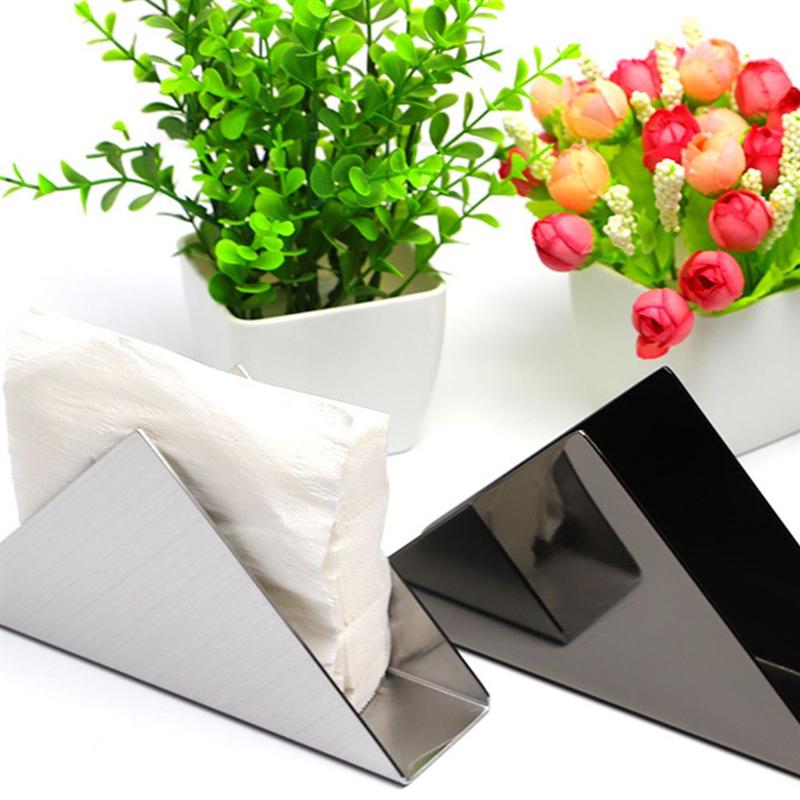 Skrivbord servettställ triangel servett hållare pappershandduk hållare vävnad bänkskiva stativ för hotell (silver)