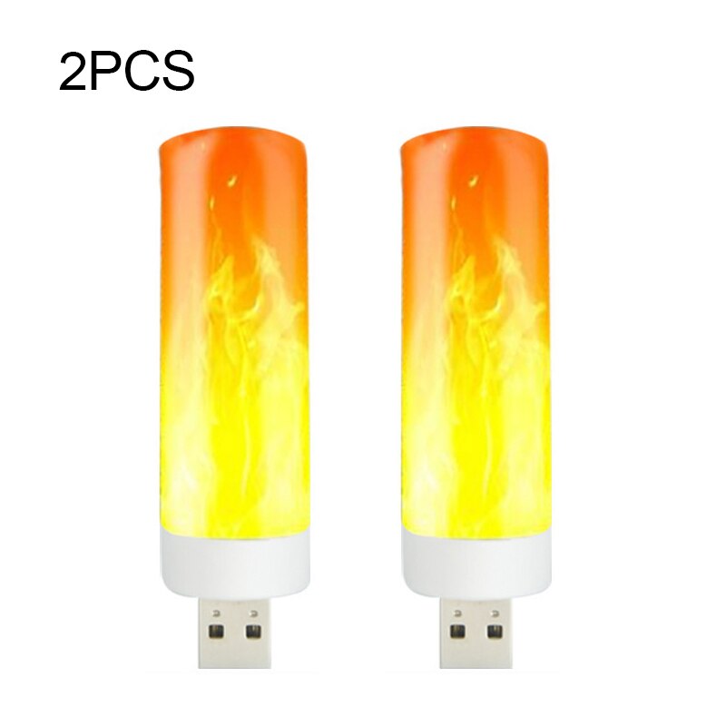 1/2 Pcs USB Flame Lamp LED Simulation Flame Night Light USB Portable Lighting for Home Decoration Mini Room Mood Lights: 2 Pcs