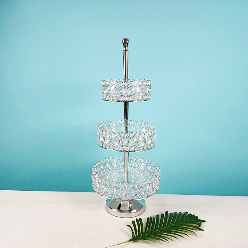 Metal square crystal silver cake stand tall paper cup wedding cake decoration