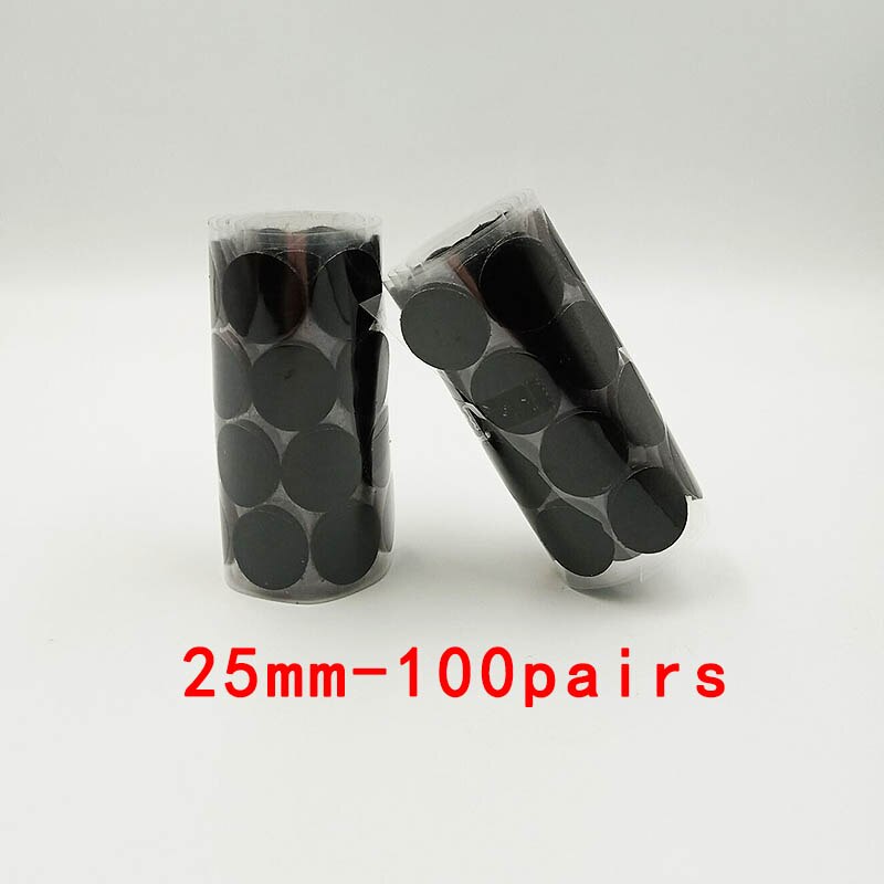 100Paare 10mm Mehrfarbig Verschluss Klebeband Punkte Nylon Klebrige Klettverschlüsse Haken Und Schleife Magie Aufkleber Doppelseitige Runde Selbst -klebstoff: 25mm 100Paare Schwarz