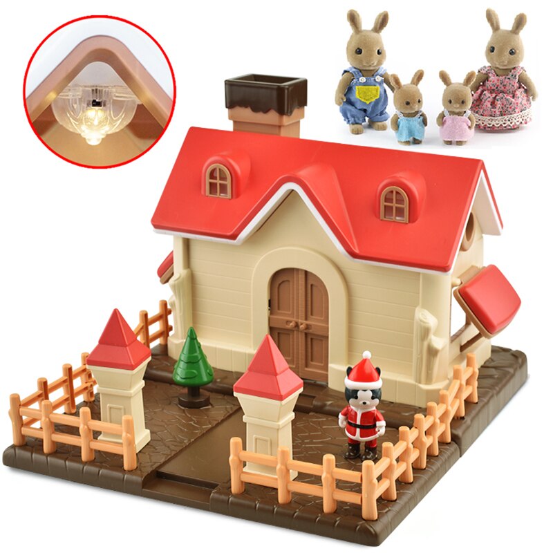 Forest Family House Simulation Snow 1:12 Dollhouse Christmas DIY House Villa Model Animals Birthday Toys for Girls