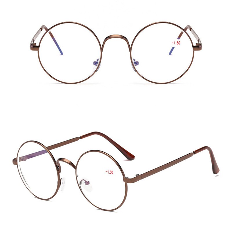 Óculos de miopia redondos clássicos com dioptria-1.0 a-4.0 vintage armação de metal mulher homem unisex óculos de visão estreita lente