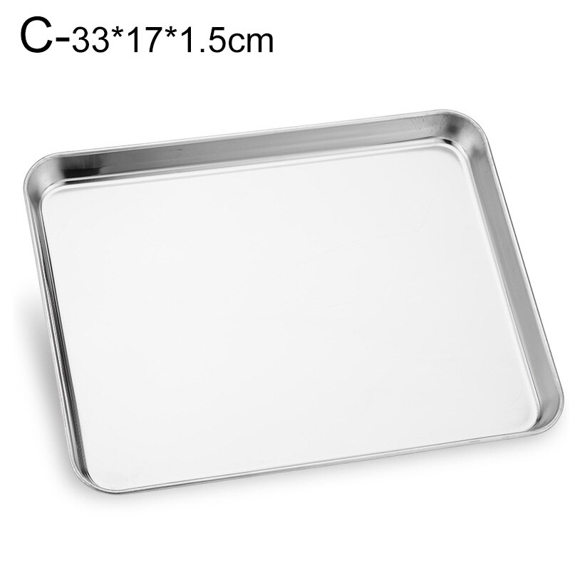 Stainless Steel Rectangle Food Storage Trays Steamed Sausage BBQ Roast Fish Plates Kitchen Bread Pastry Baking Dish Fruit Pans: C