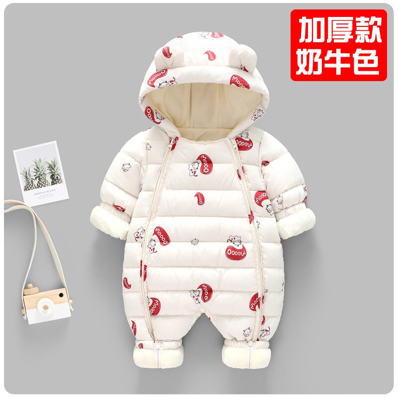 Overalls Plus Fluwelen Jumpsuits Baby Winter Rompertjes Cartoon Hooded Waterdicht Pasgeboren Meisjes Snowsuit Peuter Jongen Jas Kleding: 1