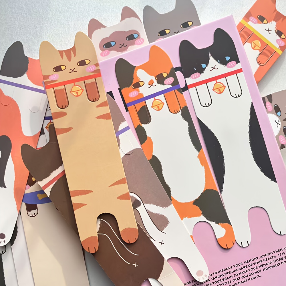30 Uds. Marcapáginas de gato de dibujos animados para estudiantes, libros de lectura, páginas de libros, etiquetado, tarjetas de papel, libros, suministros de oficina, marcapáginas decorativo DIY