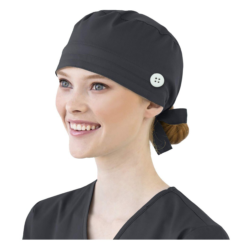 Vrouwen Katoen Yoga Bandage Verstelbare Cap Zweetband Bouffant Hoed Mannen Gorros Quirofano Mujer Verpleegkundige Uniform Hoed Accessoires #3: Black 