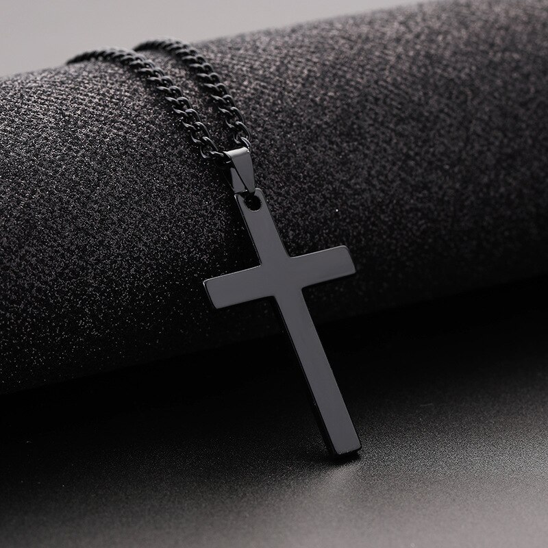 Vintage Cross Pendant Necklace Simple Necklace Black/Gold/Silver Chain Pendant Necklaces for Men and Women Necklace