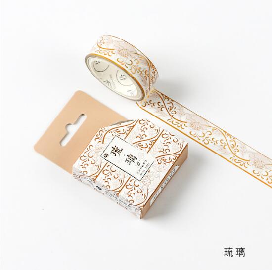 Chinese Retro Divine Gold Foil Pattern Crane Gilding Washi Tape DIY Scrapbooking Sticker Label Masking Tape School Office Supply
