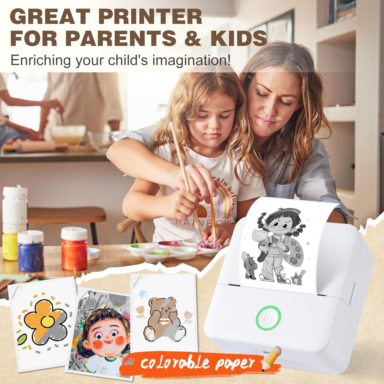 Mini Printer, Inkless Sticker Maker, Free Cut Small Pocket Printer, Portable Thermal Printer for Photo Journal Notes Memo