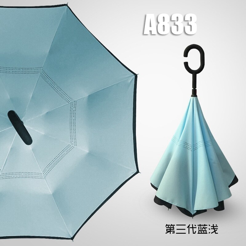 Windproof Reverse Umbrella Folding Double Layer Inverted Chuva Umbrellas Self Stand Inside Out Door Umbrella Hands free parasol: Umbrella A833