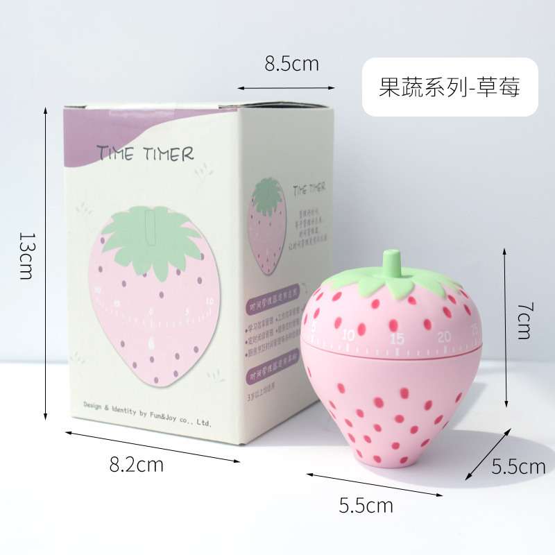 Study Timer Kitchen Timer Mechanical Reminder Student Time Management Timer Set Time Reminder: strawberry