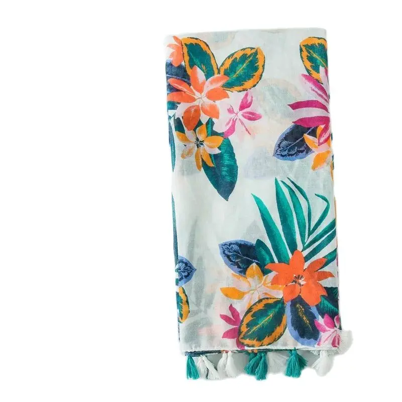 Golexury été foulards de plage Viscose châle imprimé Tropical robe de plage haut feuille verte écharpe pour femmes dames pas cher Hijab écharpe
