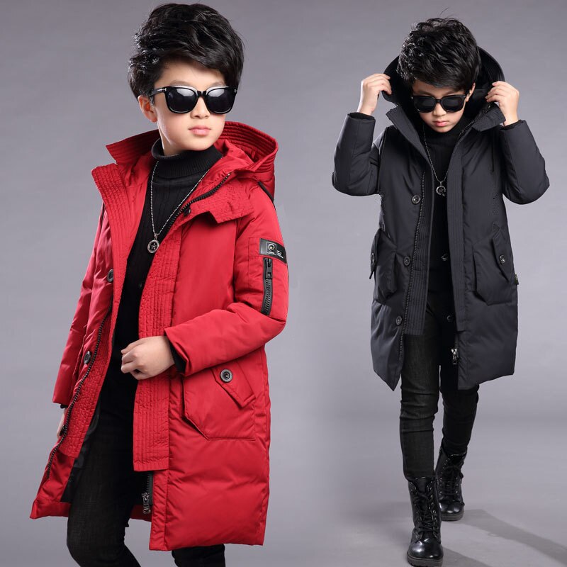 Kinderen Snowsuit Winter Warme Jassen Voor Jongens Kleding Tiener Kleding Kids Parka Lange Jas Maat 10 12 14 16 Jaar