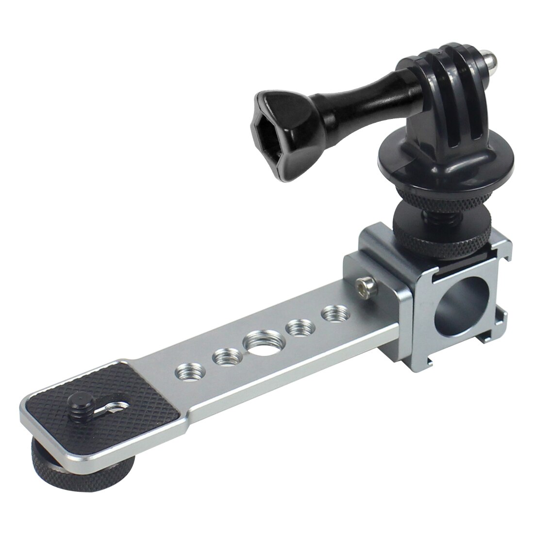 Triple cold shoe mount plate bar microphone stand video light extendable bracket for dji zhiyun smooth 4 feiyu vimble 2 osmo mobile: Rose red