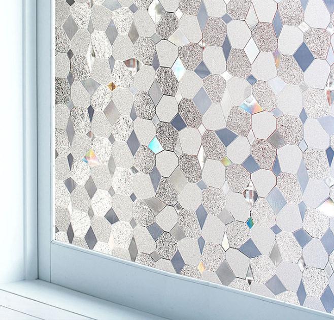 3d privat dekorativt glas klistermærke regnbue effekt klistermærke klæbende vinyl film på aftagelige vinduer anti uv glas klistermærke: 3 uregelmæssige