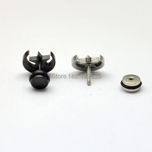 Moon Star White Black titanium steel Punk Men Screw stud earrings No fade