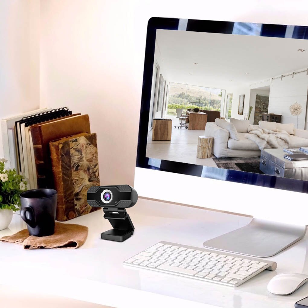 1080P HD Webcam with Microphone USB Adjustable Computer Camera 360 Degree Rotating Webcam for Teaching Online