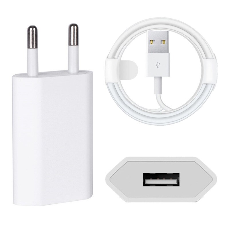 1M USB Ladekabel und EU Wand Stecker Ladegerät Adapter für iPhone 7 8 6 6S Plus X XR XS Max 11 Pro MAX 5 5S SE USB Daten Kabel: EU Charger and Cable