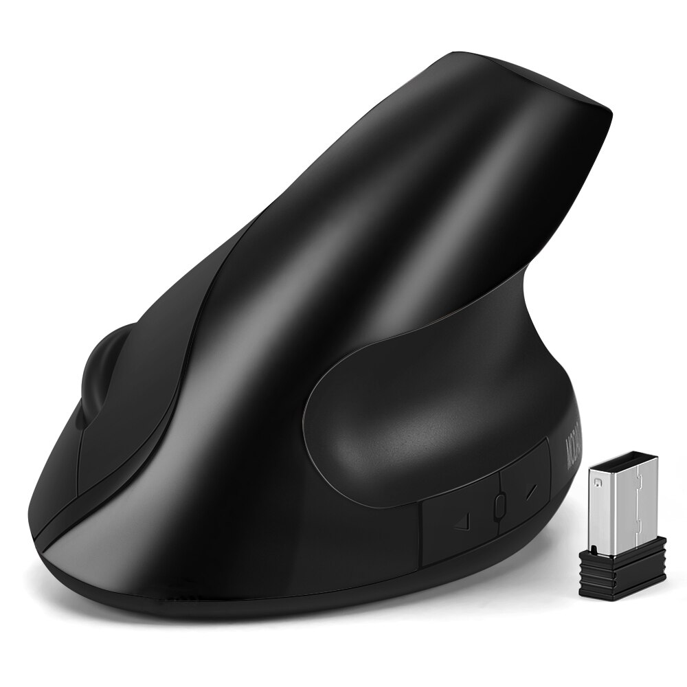 Gelé kam ergonomisk trådløs mus til pc tv laptop justerbar dpi 2.4g trådløs lodret mus computer kontor optiske mus: Sort