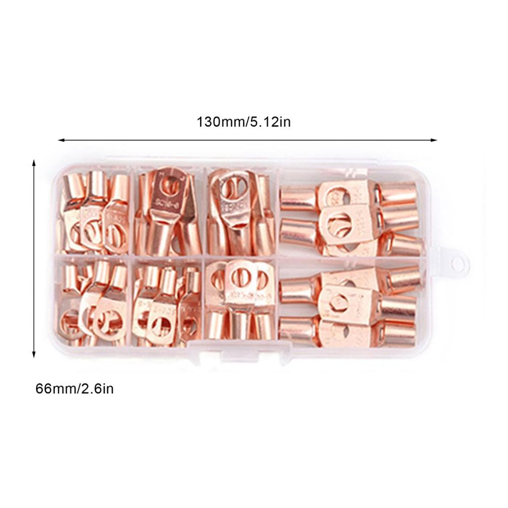 60 pcs Assortment Copper Lug Ring Car Battery Terminals Electrical Wire Crimp Connector With Cover Automotive Kits