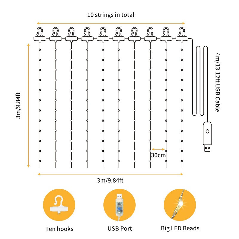 LED Kupfer Draht Vorhang Lichter USB Energie Gebühr Fernbedienung Girlande LED-leuchten Weihnachten Dekoration Girlande Fenster Beleuchtung Saiten