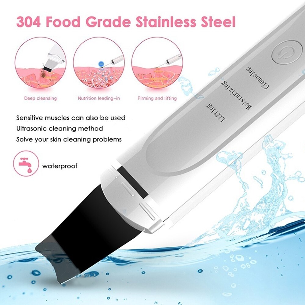 Ultrasonic Skin Scrubber Face Cleaning Machine Skin Deep Cleaning Scrubber Facial Shovel Exfoliating Peeling Remove Blackhead